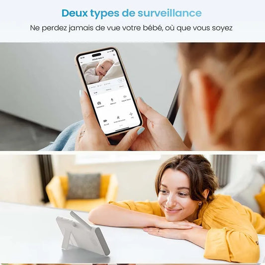 4.3 Inch Baby Monitor with 2 Cameras, Video Connected Smartphone, Smart Alerts/Automatic Tracking