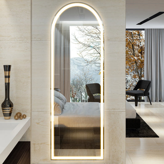 Full Length Mirror w/ 3 Color LED Lighting with an Aluminum Alloy Frame