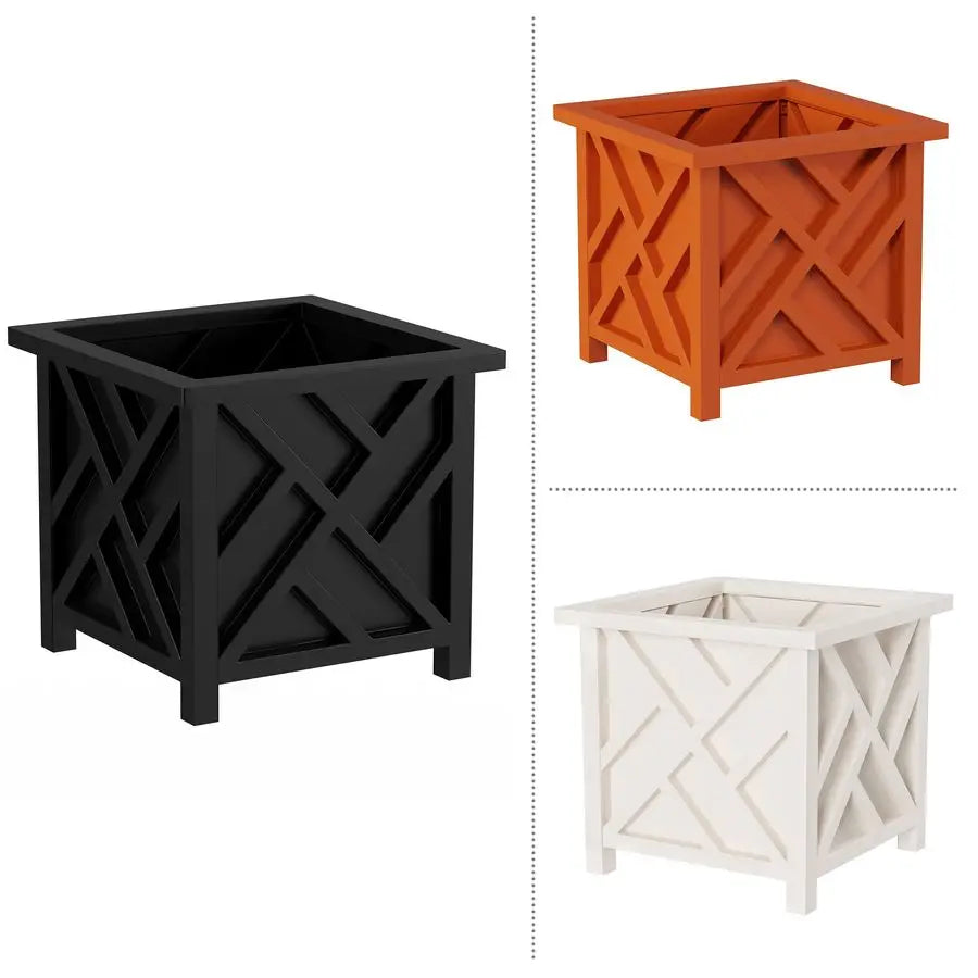 Lattice Design Planter Box, 2 Pack, 14.75Inch Decorative Planter Box