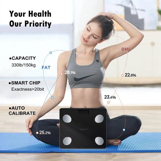 Digital Bluetooth Smart Scale -Health Monitoring Analysis - Body Weight, BMI, Fat, Muscle Analysis with App
