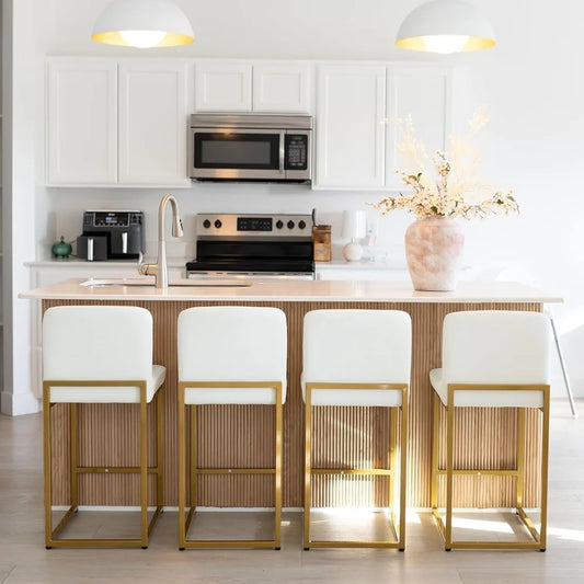 24" Counter Height Leather Stools with Back Support