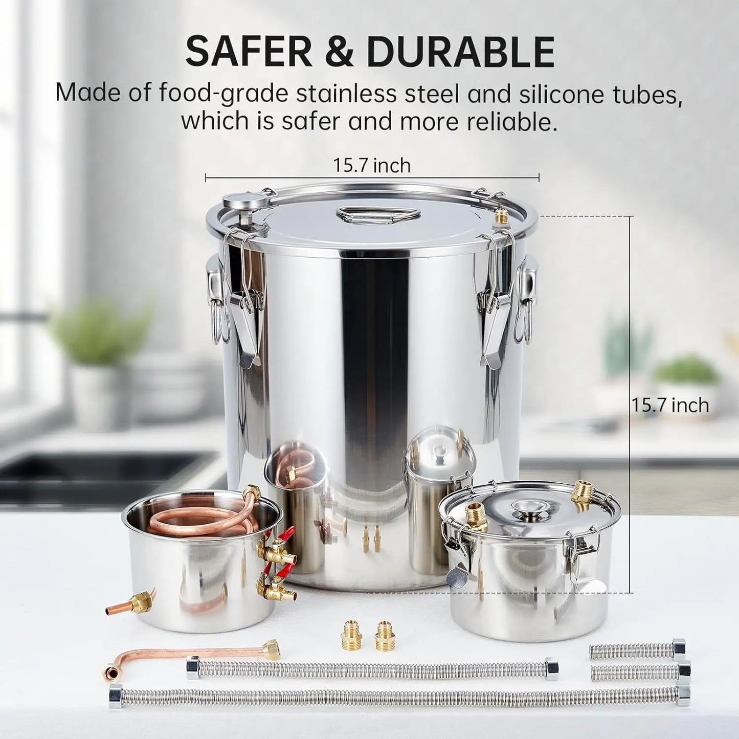 13.2 Gal/50L Brewing Kit , 3 Stainless Steel Pots with Built-in Thermometer, Water Pump and Attachments