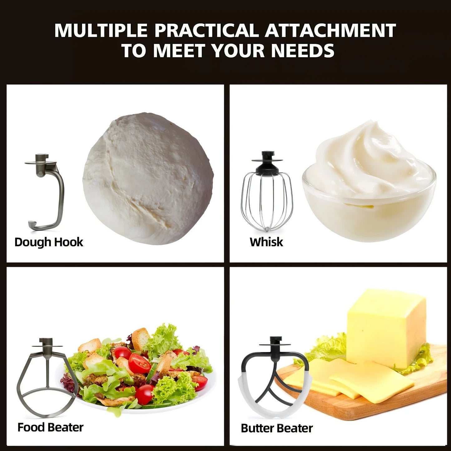 Stand Mixer, 5.5QT Tilt-Head Electric Food processor - 500W 6+P Speed