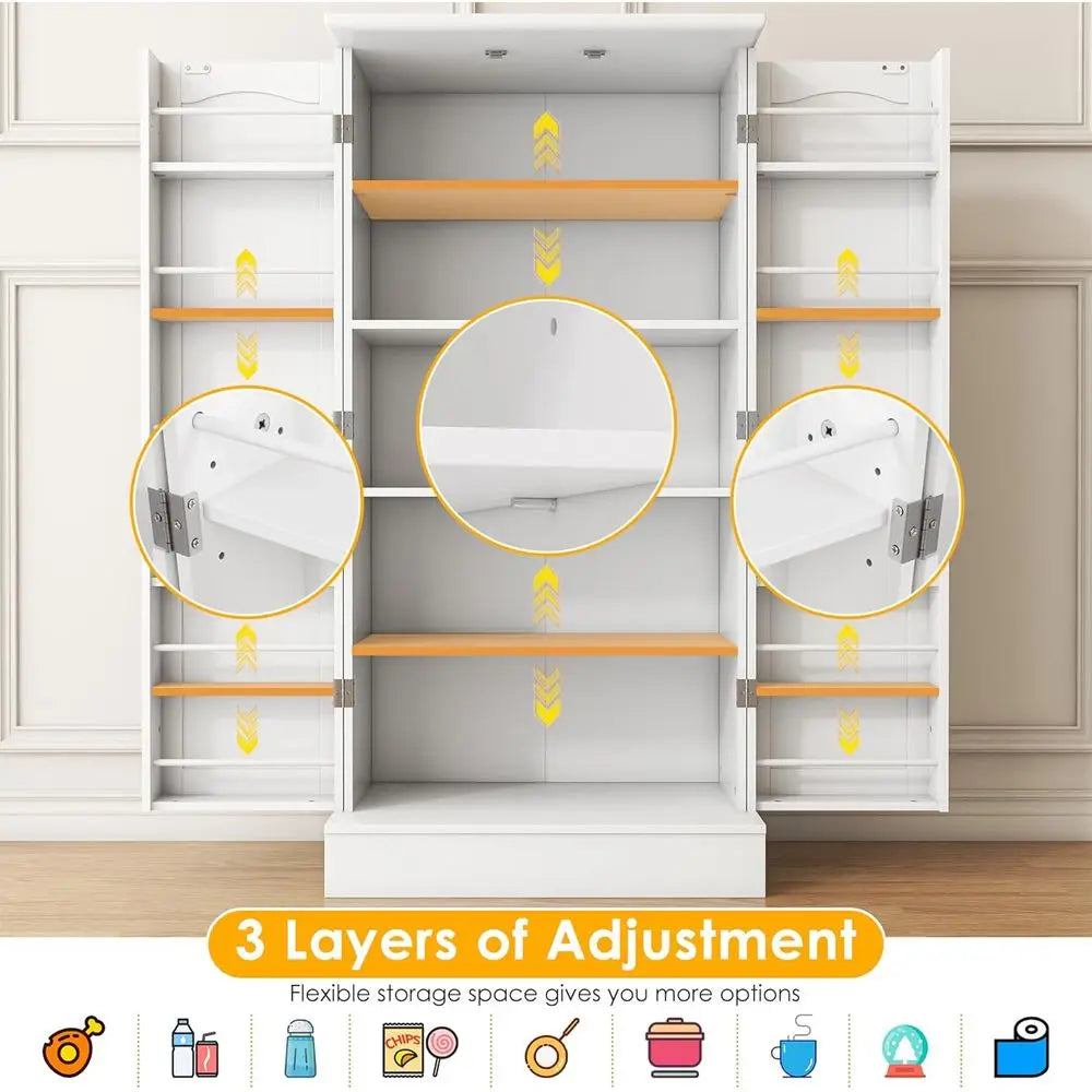 47” Freestanding Pantry Cabinet, Storage Cabinet with Doors and Adjustable Shelves