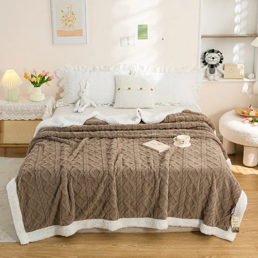 Wool Sherpa Thick Coral Fleece Blankets - 8 colors/4 sizes