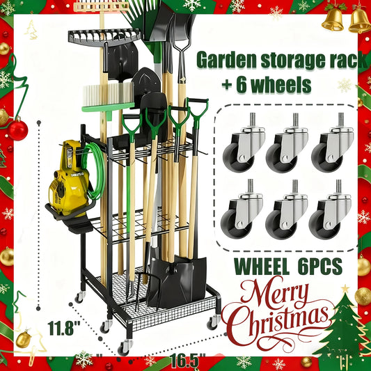 Garden tool rack, storage, heavy-duty, organizer