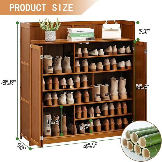 8-Tier Shoe Cabinet with Doors - Capacity up to 36-40 Pairs