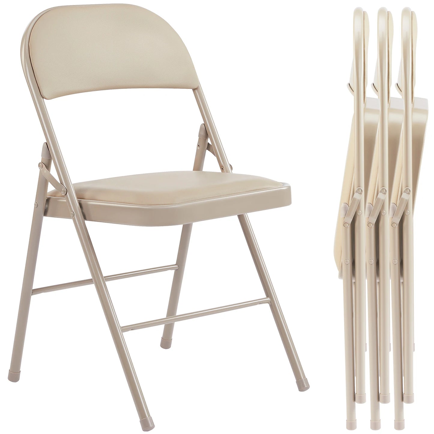 Leather Padded Folding Chair, 4 Pack, Sturdy and Durable