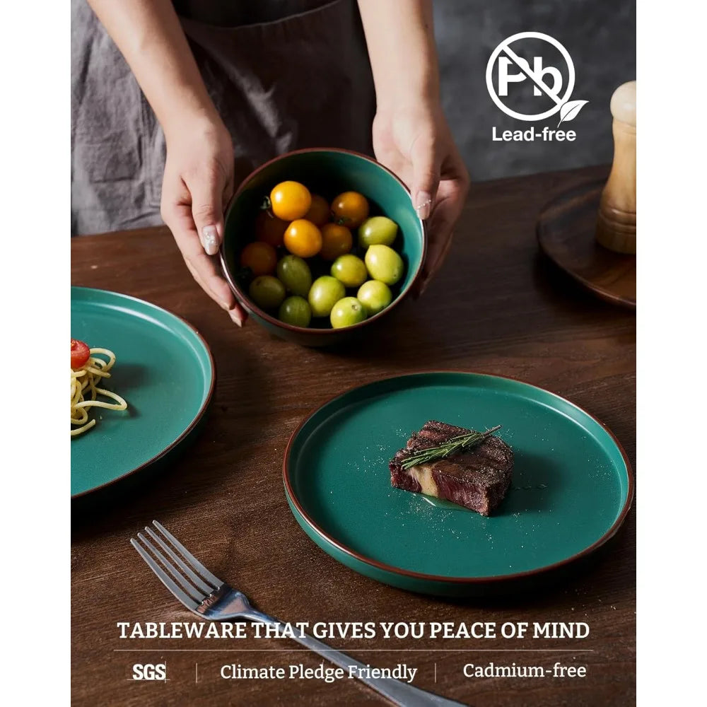 12-Piece Stoneware Dinnerware Set for 4, Microwave & Dishwasher Safe