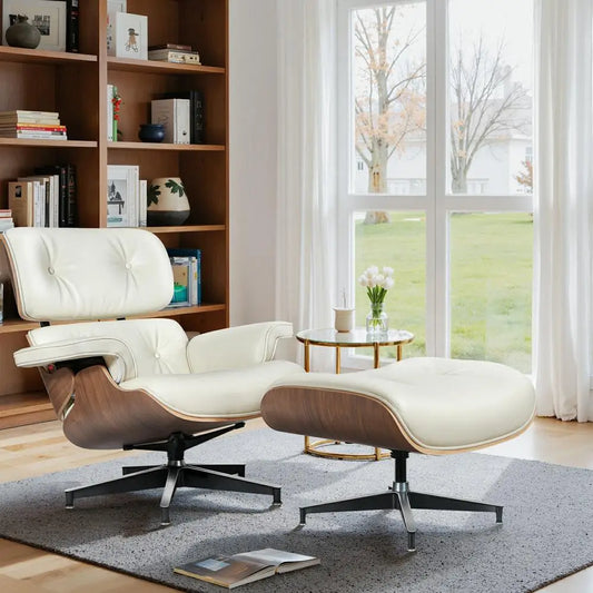 Mid-century Leather Armchair w/ottoman