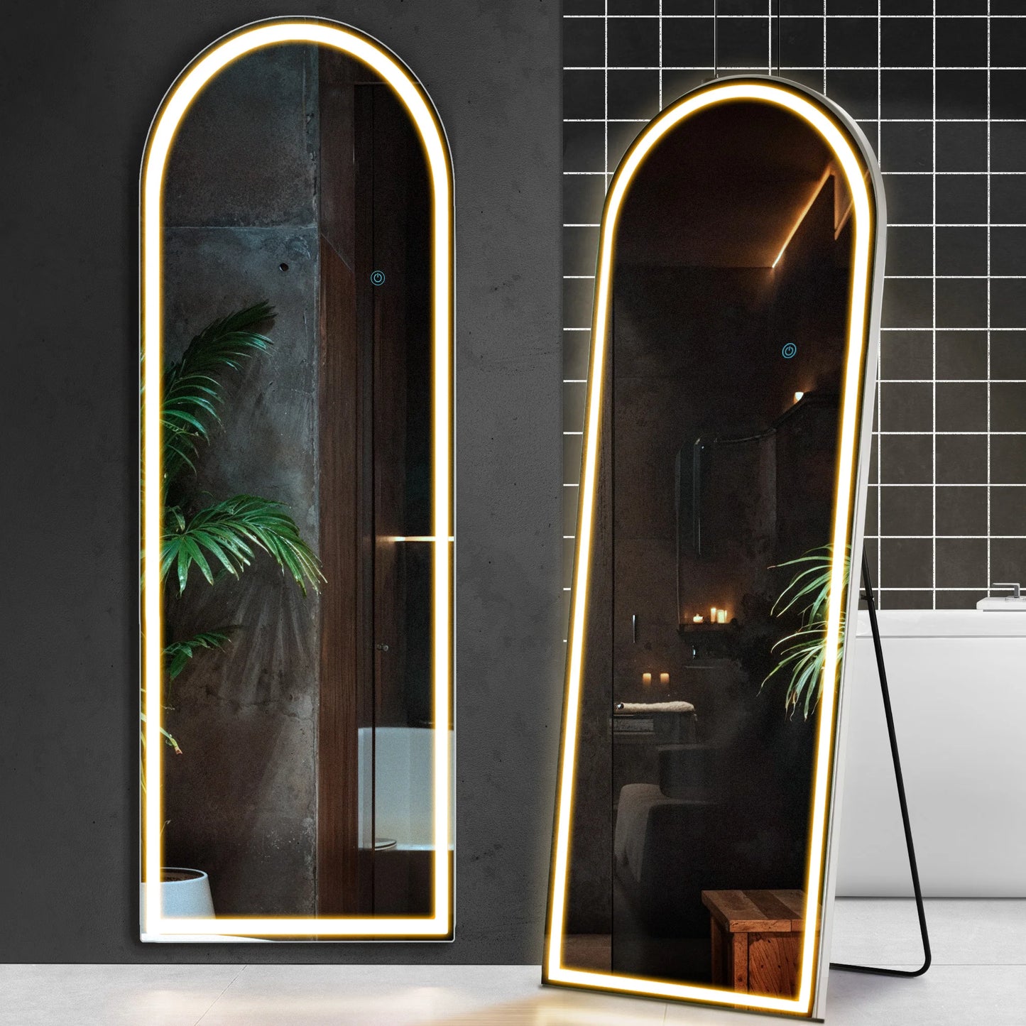 Full Length Mirror w/ 3 Color LED Lighting with an Aluminum Alloy Frame