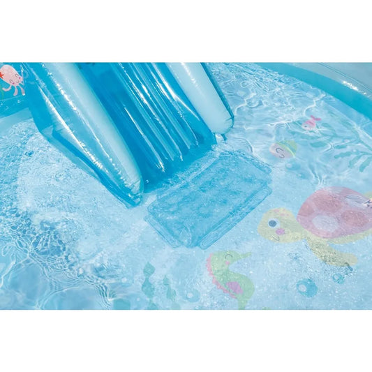 Under The Sea Inflatable Kiddie Pool with Water Sprayer and Slide