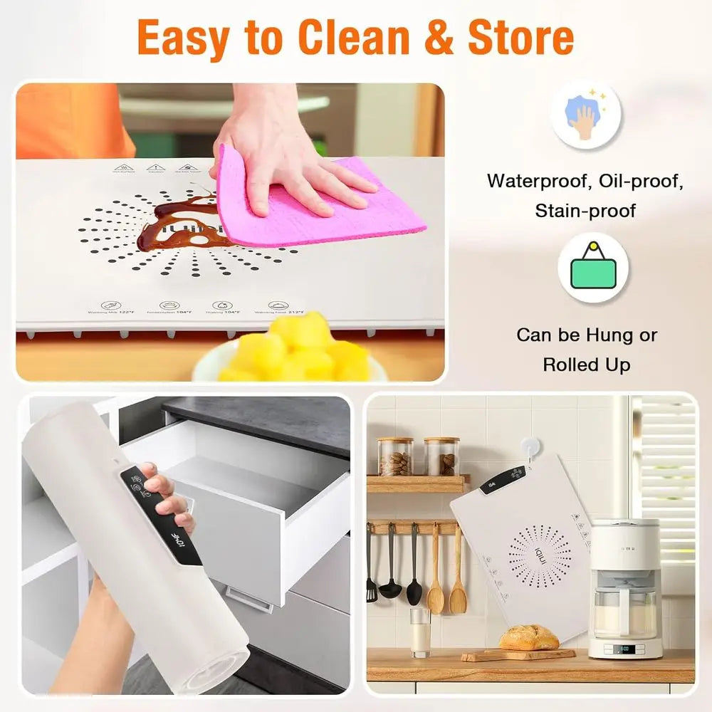 Large Electric Warming Tray with 7 Temperature Settings, Timer, and Child-Lock