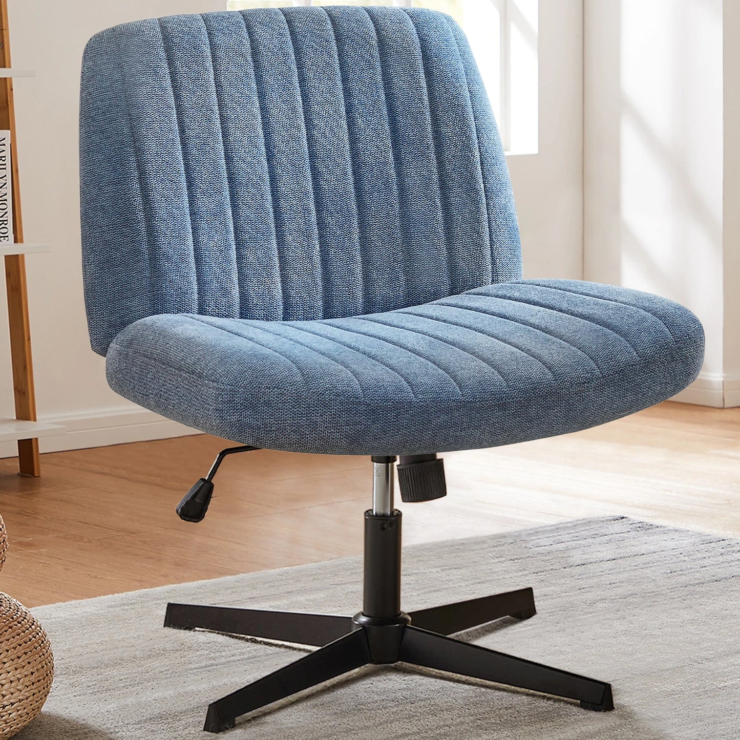 Cross Legged Desk Chair - Armless, Wide Seat and Back, Adjustable