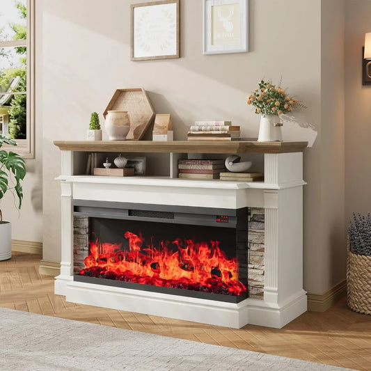 52" Farmhouse Electric Fireplace TV Stand for TVs up to 65"