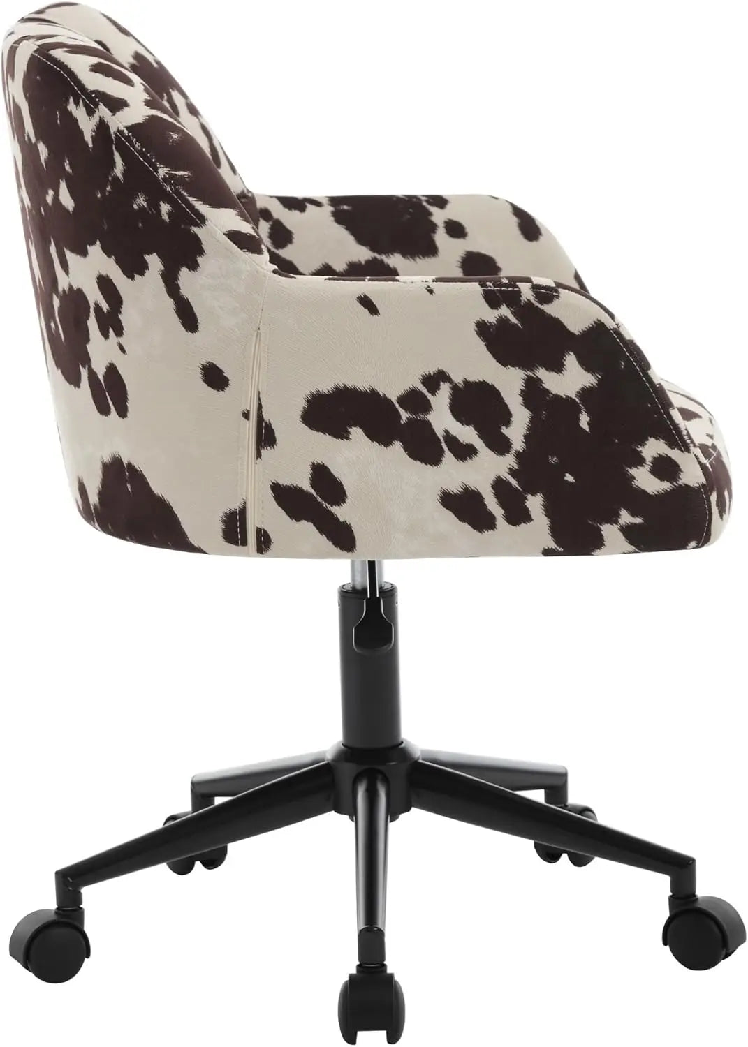 Cow Print Chair ,360°Swivel with Mid Back Support, Armrest, Adjustable-Height and Upholstered
