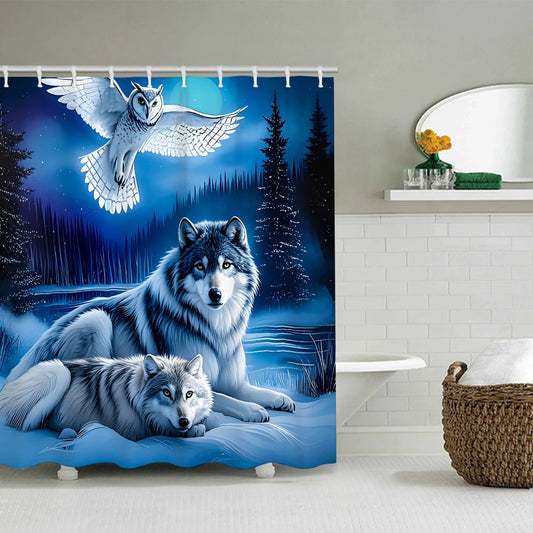Snow Wolf Bathroom Shower Four-piece Set