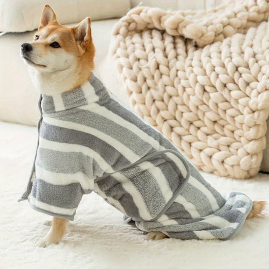 Large Dog Bathrobe/w Hood - Super Absorbent & Quick-Dry Pet Towel for All Breeds