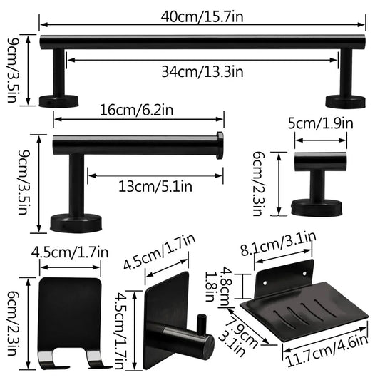 7 pcs Bathroom Towel Rack, Hardware Set Included