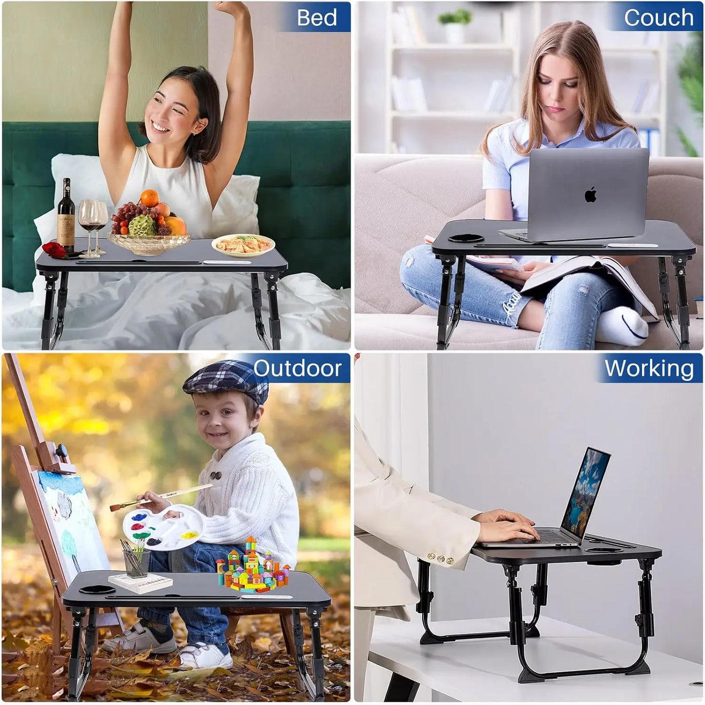 Adjustable Lap Desk - Foldable, Portable with USB Slot and Drawer