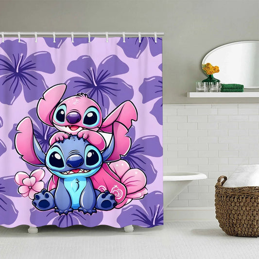 Disney Stitch Shower Set, Four-piece Set, Hooks Included