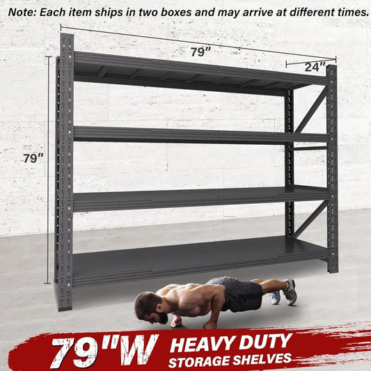 Heavy Duty Garage Shelving w/Wide & Deep Shelves-up to 7000LBS Capacity
