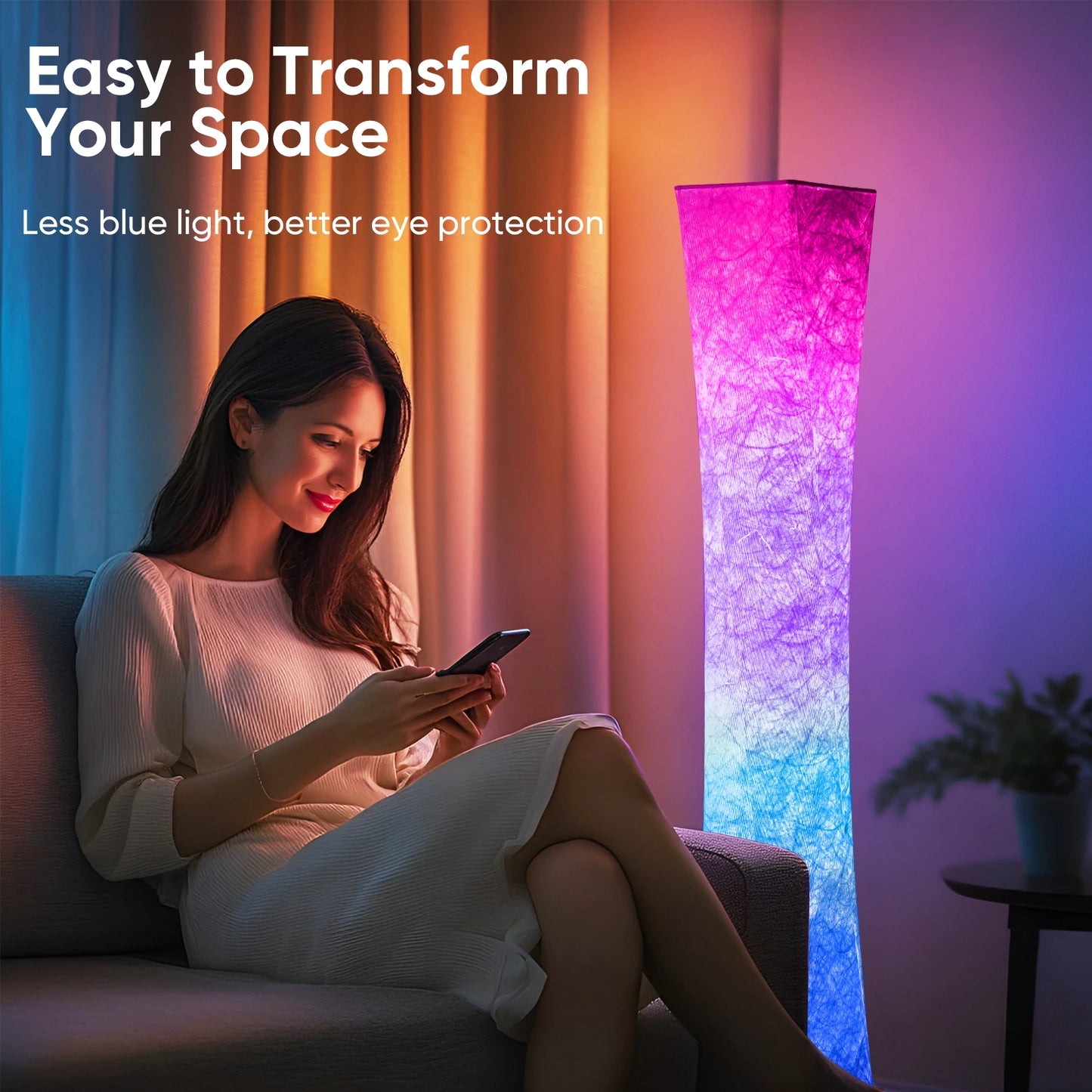 Soft Light Floor Lamp, w/RGB 16 Color Changing LED Lighting, Remote Control