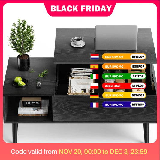 Lift Top Coffee Table w/ Hidden Storage Space w/Easy Lift