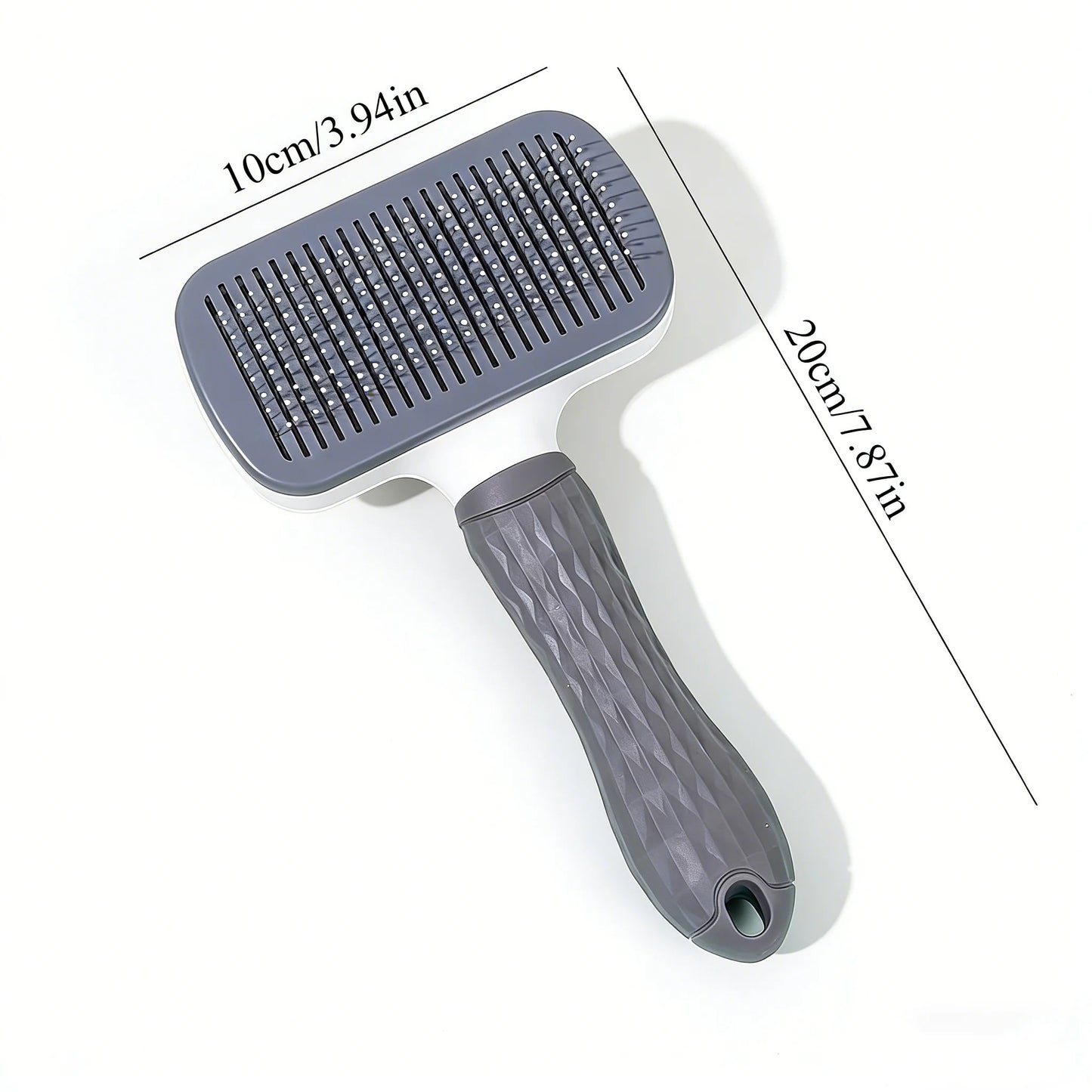 Pet Grooming Brush with One-Click Hair Removal, Bent Needle Massaging Comb
