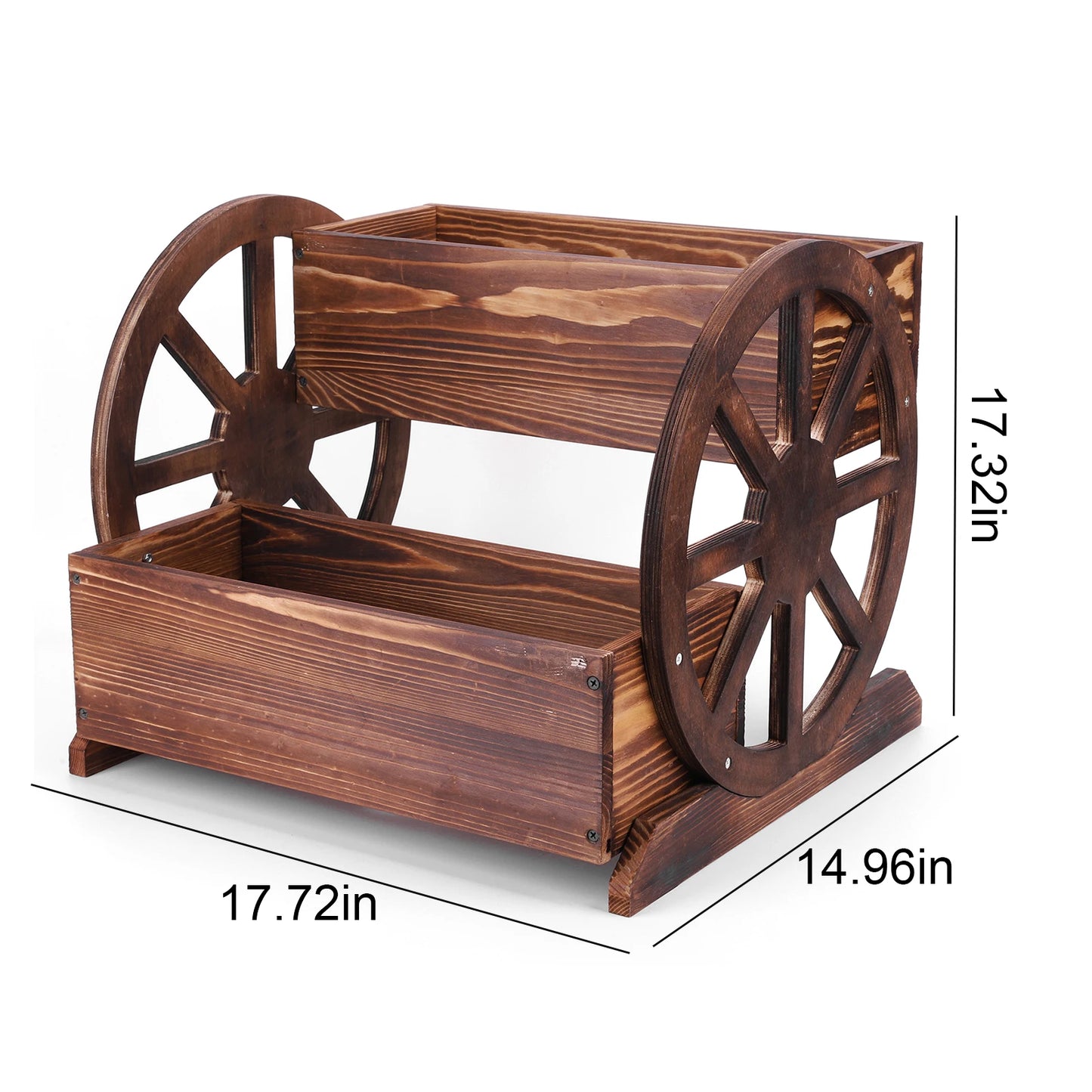 Wooden Wagon Planter Box with Wheels