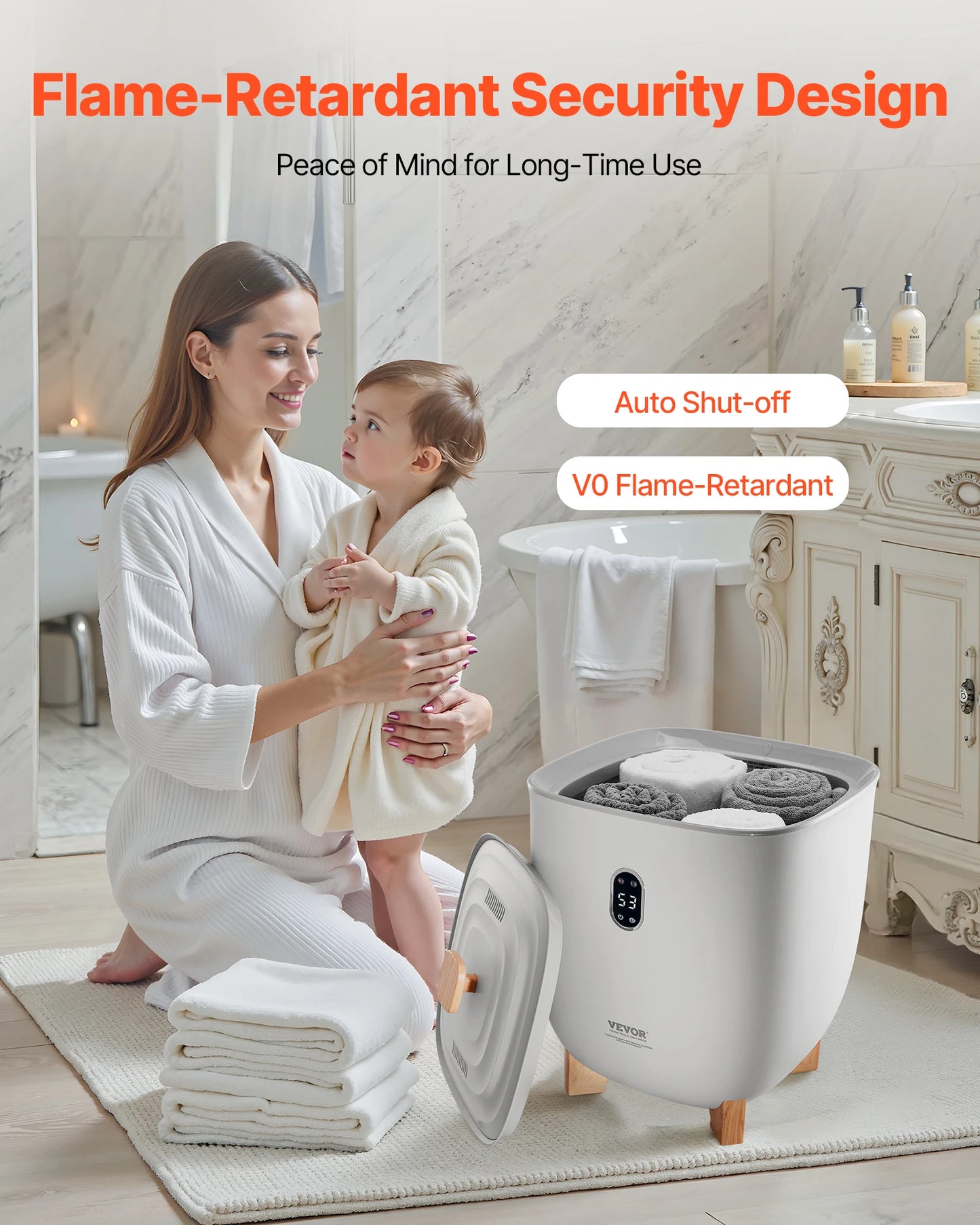 Warmer Bucket- 25L-Heated Towels, Blankets, and Clothing Warmer w/ LED Light Auto Shut off