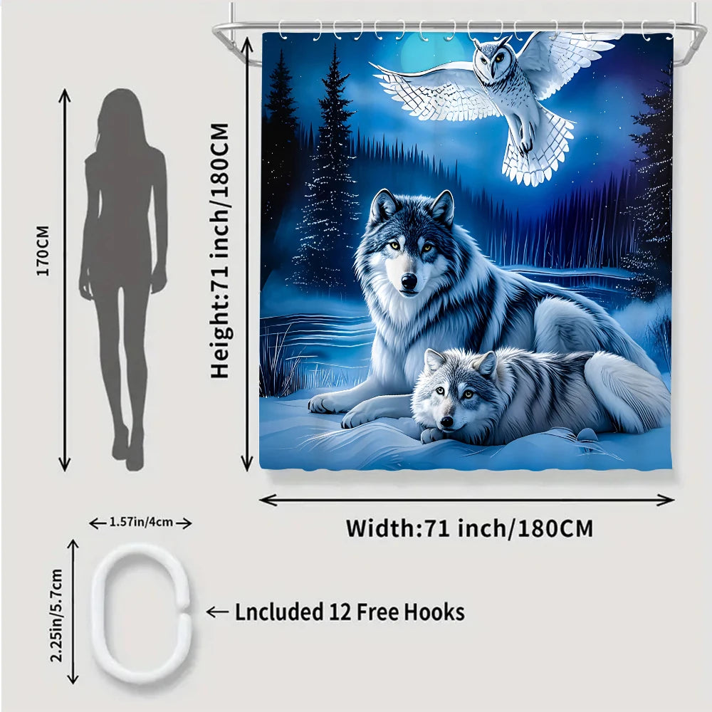 Snow Wolf Bathroom Shower Four-piece Set