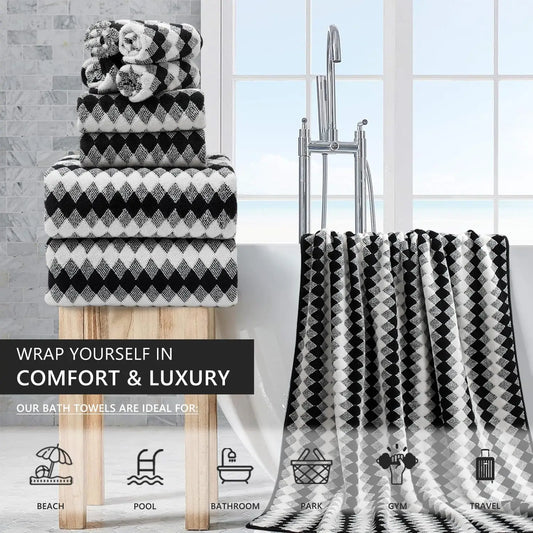 8-Piece Bath Towel Set - Ultra Soft, Quick Dry, Highly Absorbent