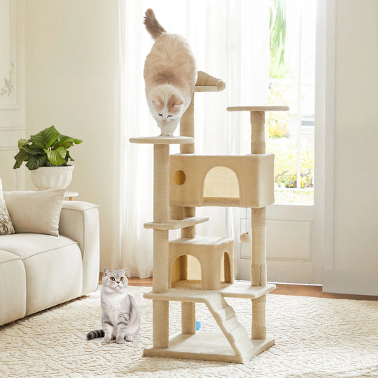 54in Tall Multi-Level Cat Tree Tower with Sisal Scratching Post