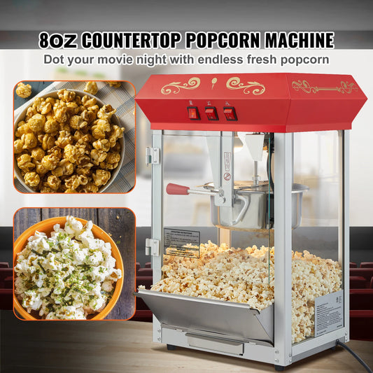 8/12Oz Automatic Electric Popcorn Maker with Scoop Spoon