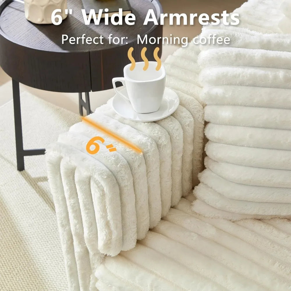 Modern Oversized Cloud Couch, Convertible 4 Deep Seat Foam Sofa Couch, 2 in 1 Plush Corduroy Sofa with 6 Soft Pillows