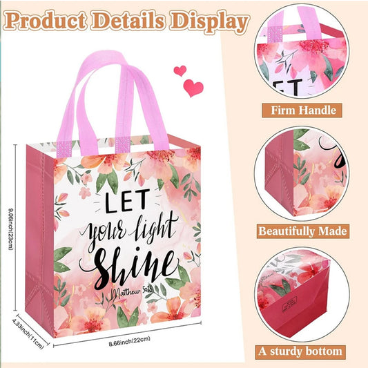 32 Pcs Bible Verse Flower Gift Bags with Handles -Reusable