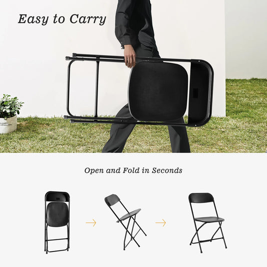 Plastic Seating - Metal Frame Folding Chair, 330LB Load Capacity, Lightweight and Portable