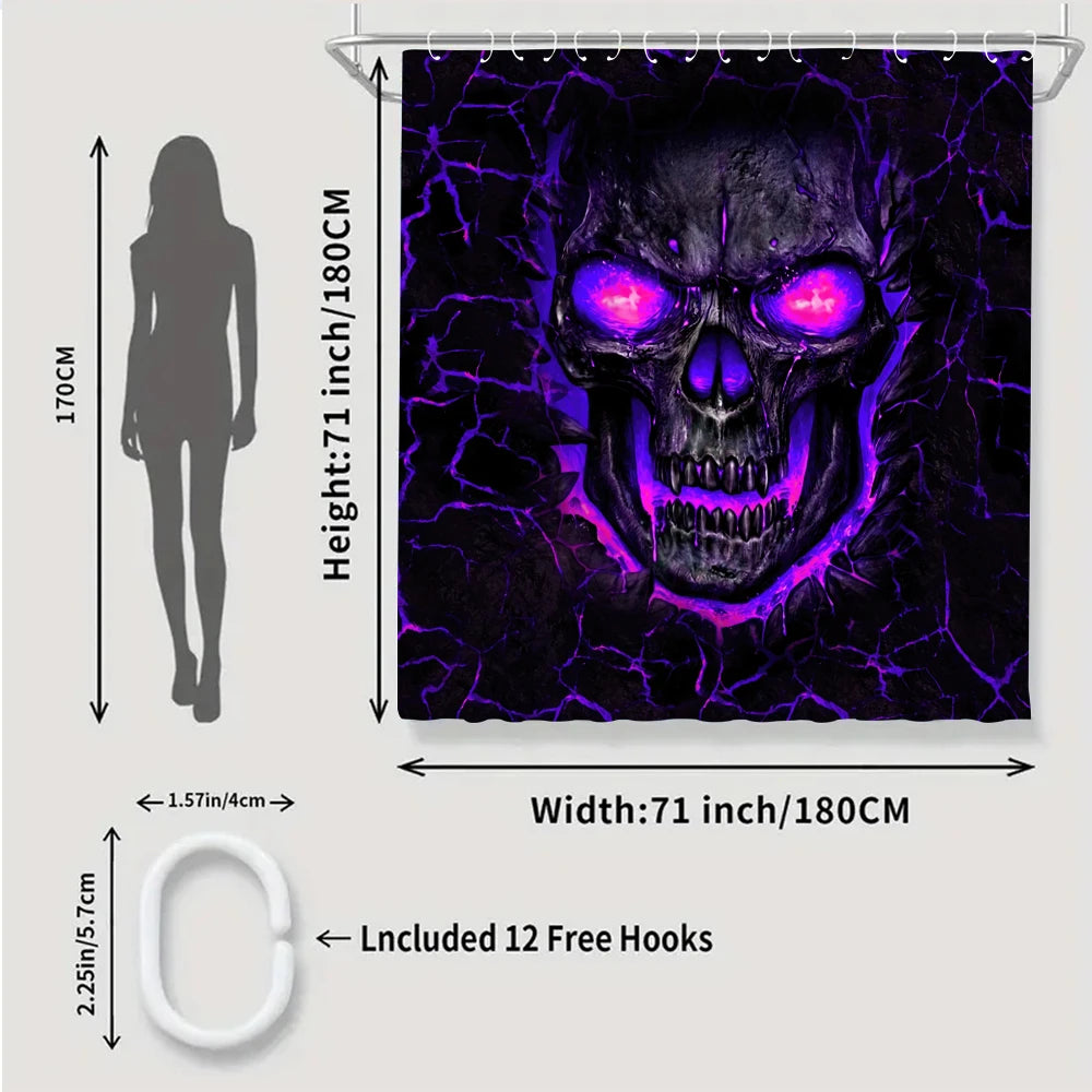 Purple Skull Bathroom Four-piece Set - Avant-garde Waterproof Shower curtain