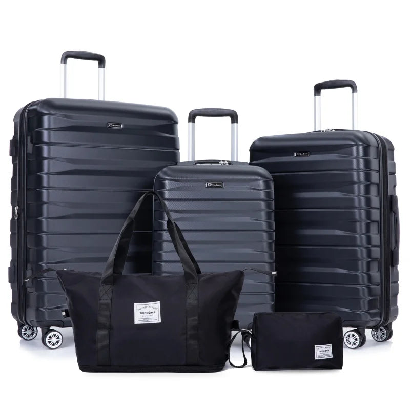 3 Piece Hardcase Luggage Sets with TSA Lock include Travel Duffle and Toiletry Bags
