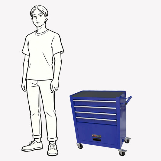 4 Drawer Rolling Tool Box with Key Lock and 4 Wheels-Tools Included