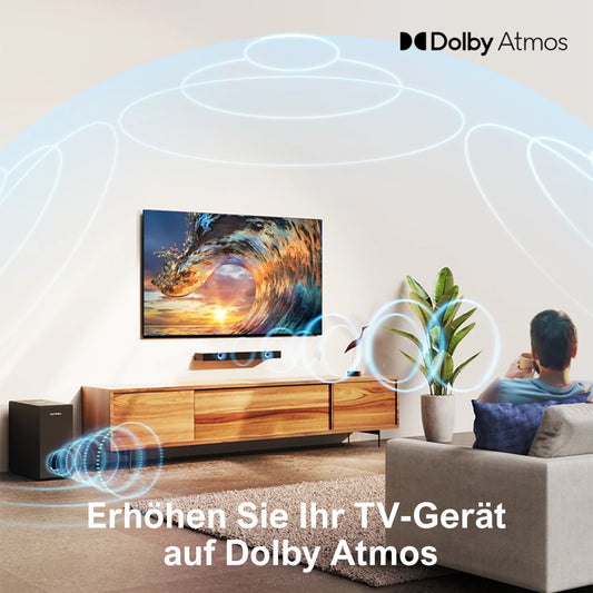 Dolby Atmos Soundbar for TV with Subwoofer & Bass Boost, 3D Surround Sound