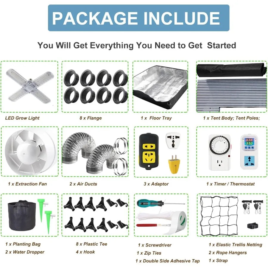 24x24x55 Grow Tent w/ Complete Kit-High Reflective Mylar
