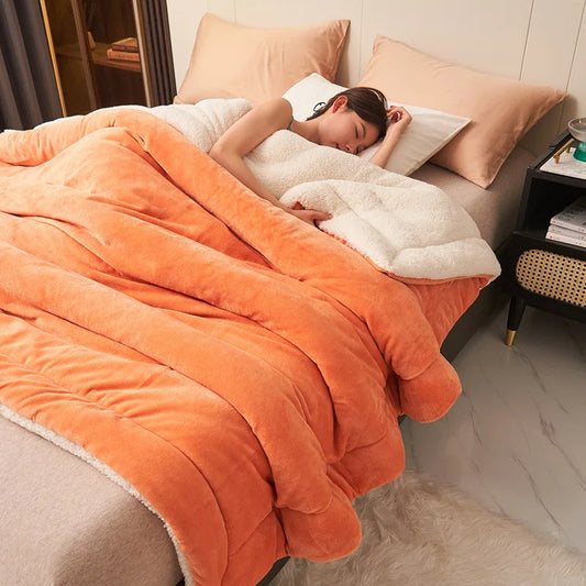 Thick Soft Comforter made of Artificial Lamb Cashmere, Weighted, 6 Colors