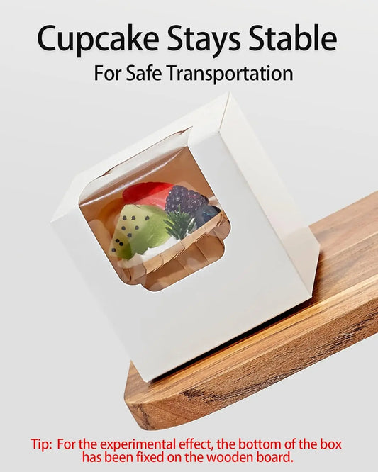 10/20/30pcs Single Cupcake Boxes with Insert and Clear Window