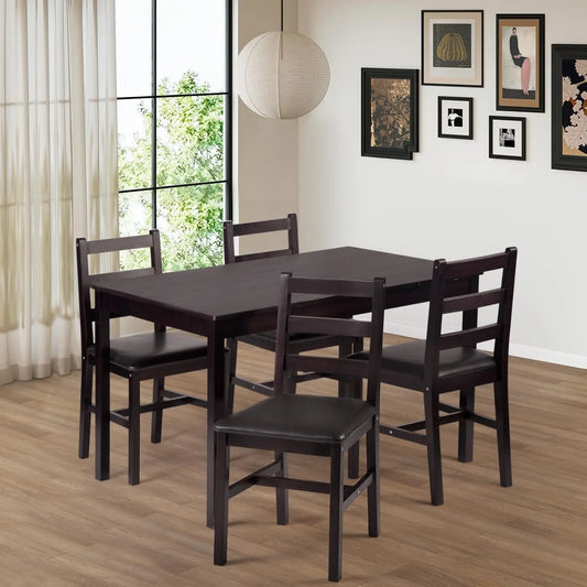 5 Piece Set -Kitchen Table and 4 Chairs, Padded Seats, Solid Wood
