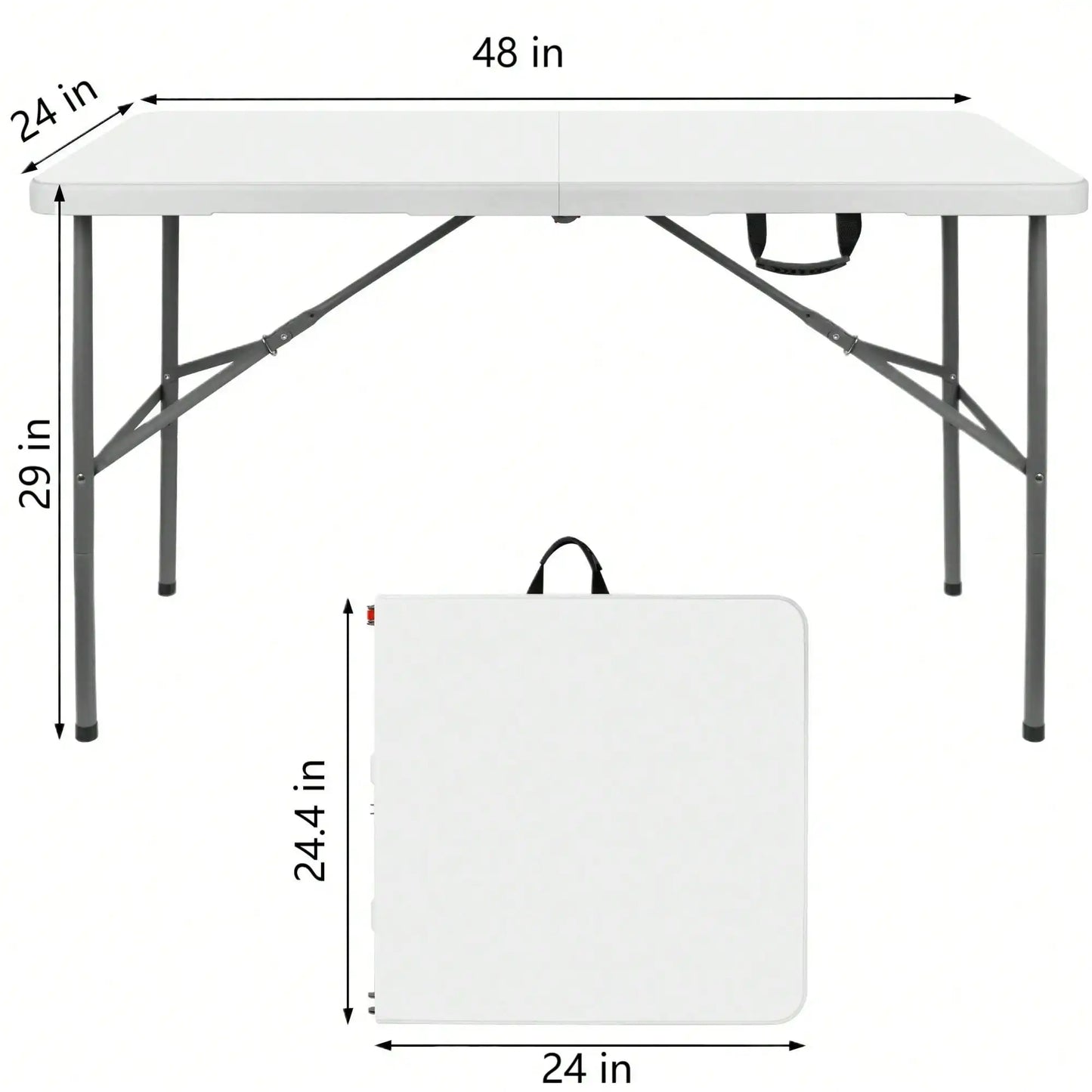4FT/6FT Plastic Folding Table, HDPE Portable With Locking Legs and Handle