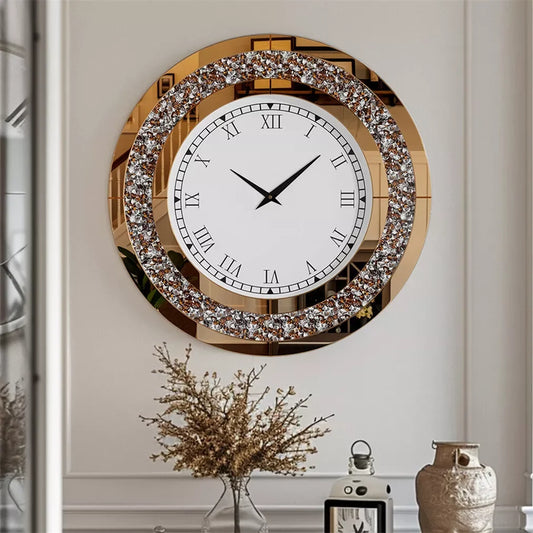 32inch Large Diamond Crystal 3D Wall Clock with Roman Numerals