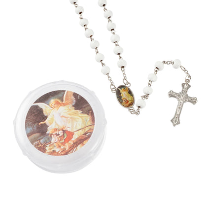 12 Pcs Guardian Angel, White Scented Wood Rosary Gifts and Party Favors