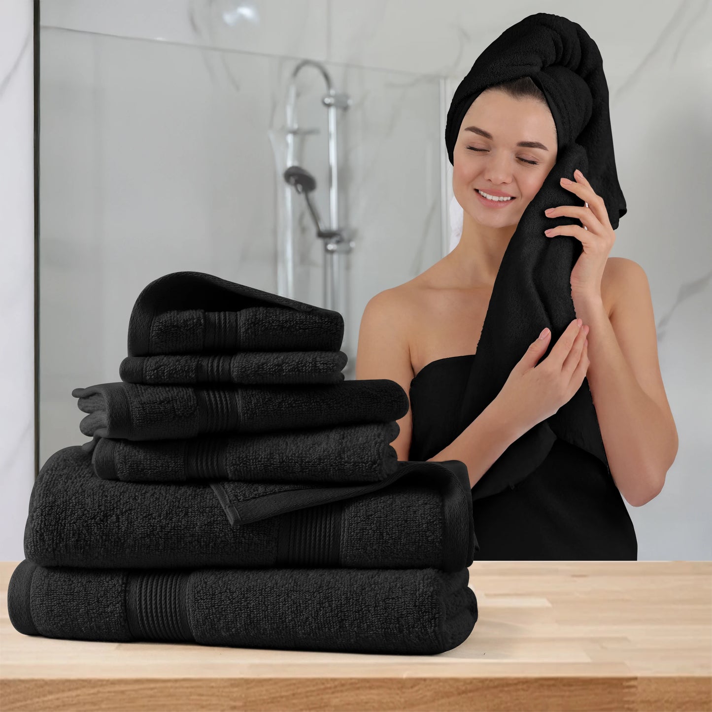 6-Piece Bath Towel Set – 100% Cotton,, Ultra-Soft & Absorbent